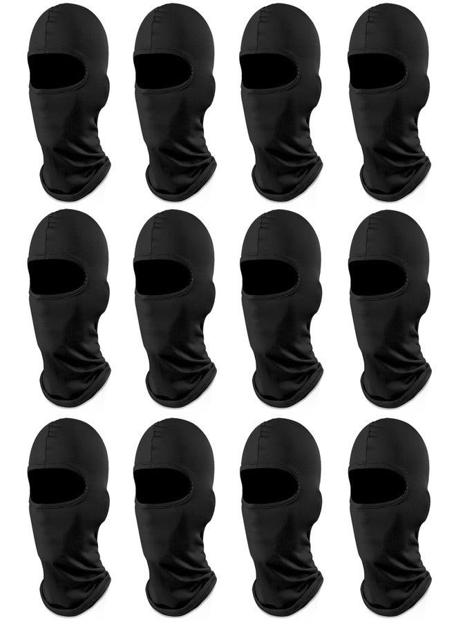 PODALOA 12 Pieces Balaclava Face Mask for Women Men Summer Cooling Neck Gaiter, UV Protector Motorcycle Ski Scarf for Cycling (Black) - Image 1